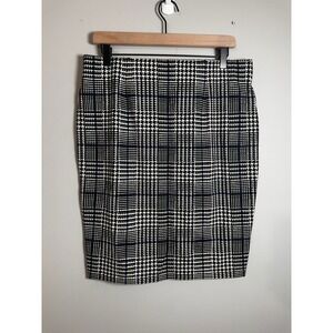 Lauren Ralph Lauren Womens Glen Plaid Houndstooth Pencil Skirt Black L